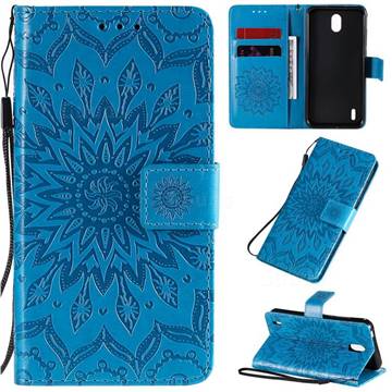Embossing Sunflower Leather Wallet Case for Nokia 1.3 - Blue