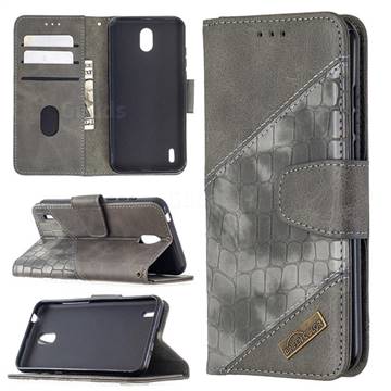 BinfenColor BF04 Color Block Stitching Crocodile Leather Case Cover for Nokia 1.3 - Gray