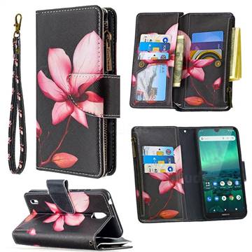 Lotus Flower Binfen Color BF03 Retro Zipper Leather Wallet Phone Case for Nokia 1.3