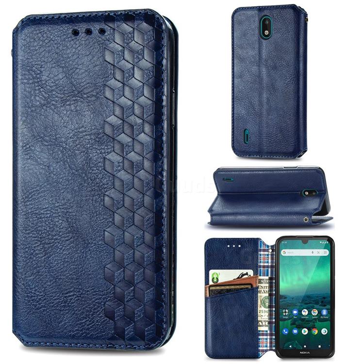 Ultra Slim Fashion Business Card Magnetic Automatic Suction Leather Flip Cover for Nokia 1.3 - Dark Blue