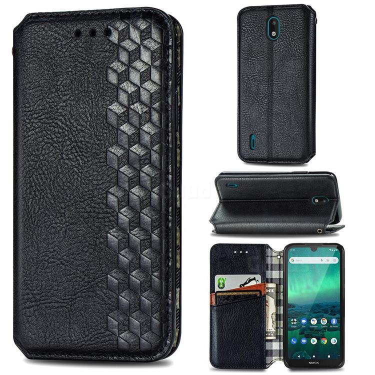 Ultra Slim Fashion Business Card Magnetic Automatic Suction Leather Flip Cover for Nokia 1.3 - Black