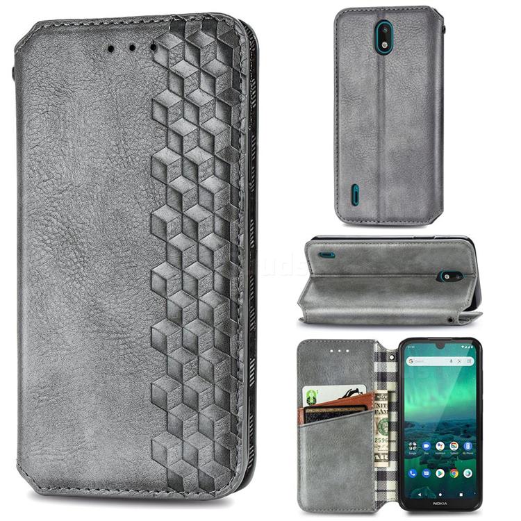 Ultra Slim Fashion Business Card Magnetic Automatic Suction Leather Flip Cover for Nokia 1.3 - Grey