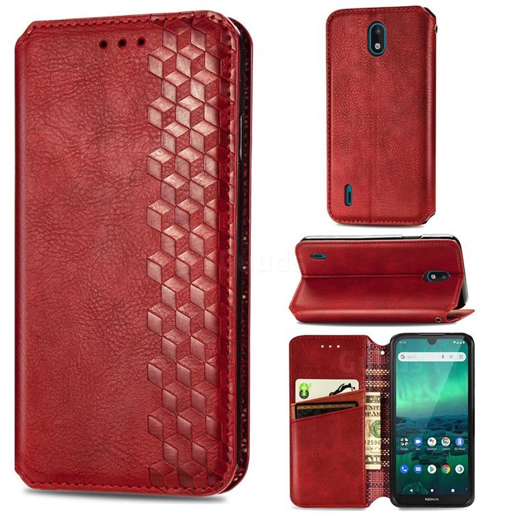 Ultra Slim Fashion Business Card Magnetic Automatic Suction Leather Flip Cover for Nokia 1.3 - Red
