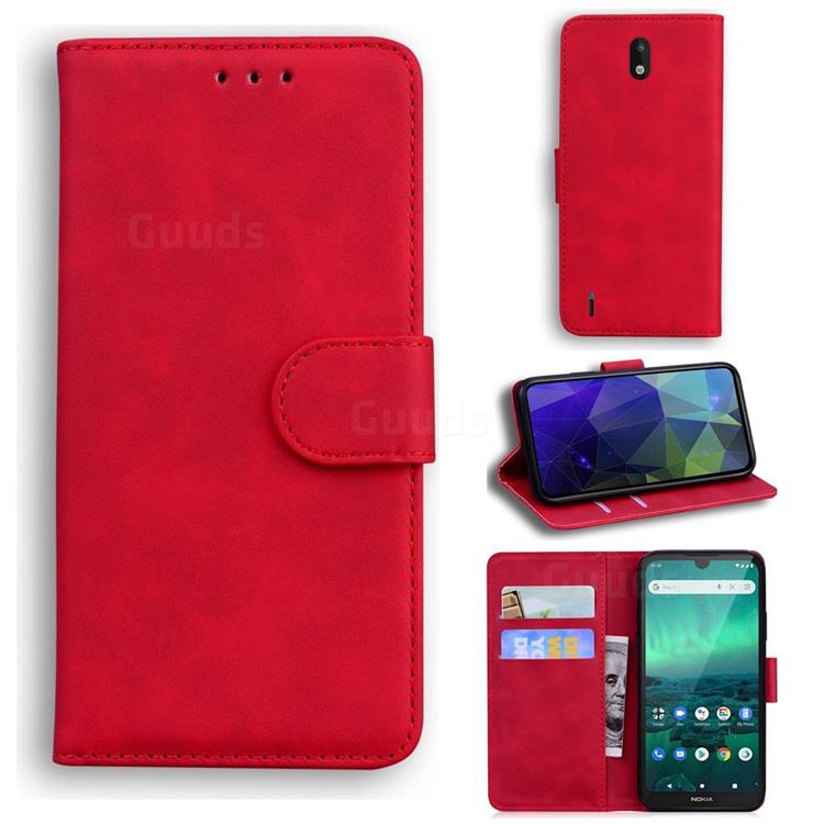 Retro Classic Skin Feel Leather Wallet Phone Case for Nokia 1.3 - Red