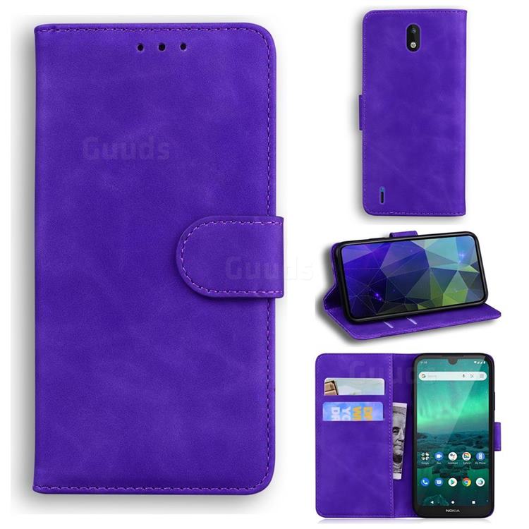 Retro Classic Skin Feel Leather Wallet Phone Case for Nokia 1.3 - Purple