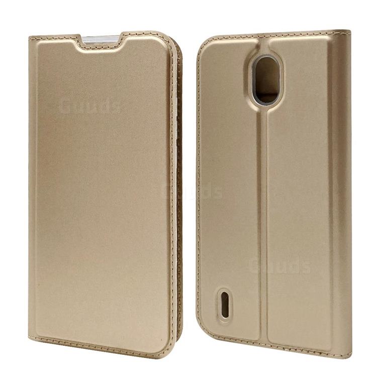 Ultra Slim Card Magnetic Automatic Suction Leather Wallet Case for Nokia 1.3 - Champagne