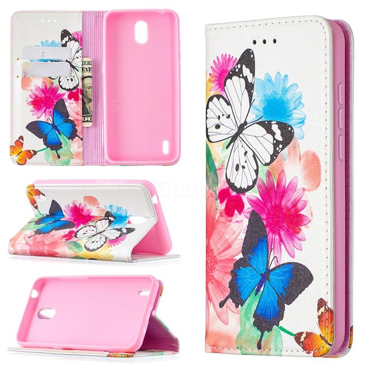 Flying Butterflies Slim Magnetic Attraction Wallet Flip Cover for Nokia 1.3