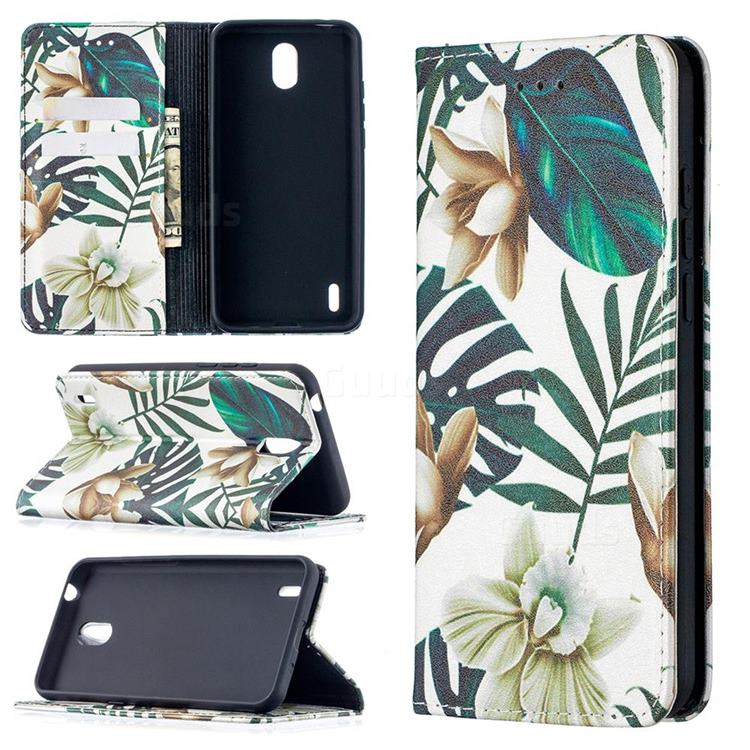 Flower Leaf Slim Magnetic Attraction Wallet Flip Cover for Nokia 1.3