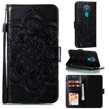 Intricate Embossing Datura Solar Leather Wallet Case for Nokia 1.4 - Black