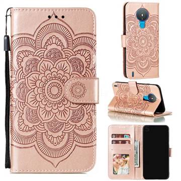 Intricate Embossing Datura Solar Leather Wallet Case for Nokia 1.4 - Rose Gold