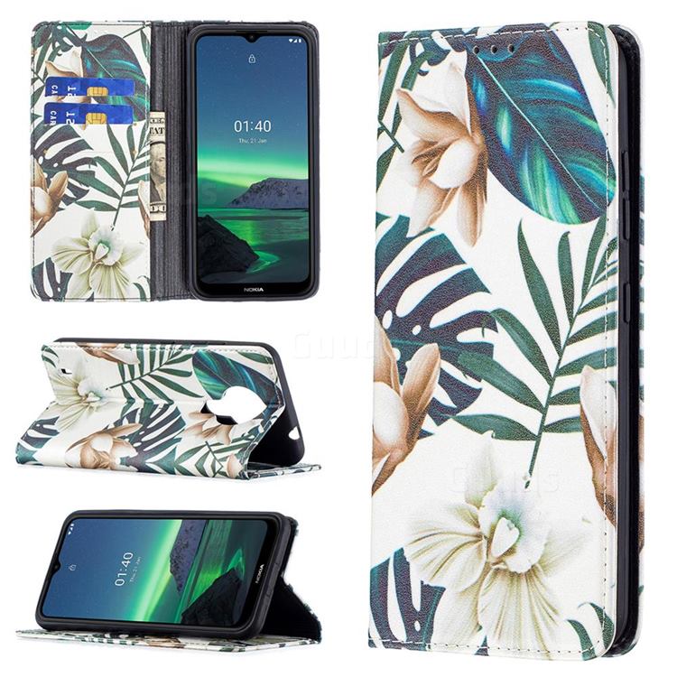 Flower Leaf Slim Magnetic Attraction Wallet Flip Cover for Nokia 1.4