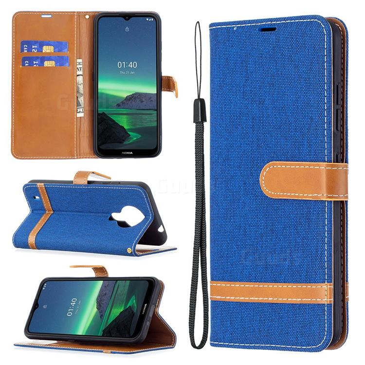 Jeans Cowboy Denim Leather Wallet Case for Nokia 1.4 - Sapphire