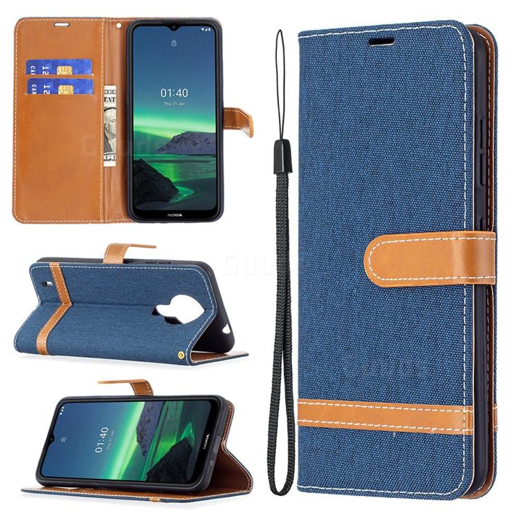 Jeans Cowboy Denim Leather Wallet Case for Nokia 1.4 - Dark Blue