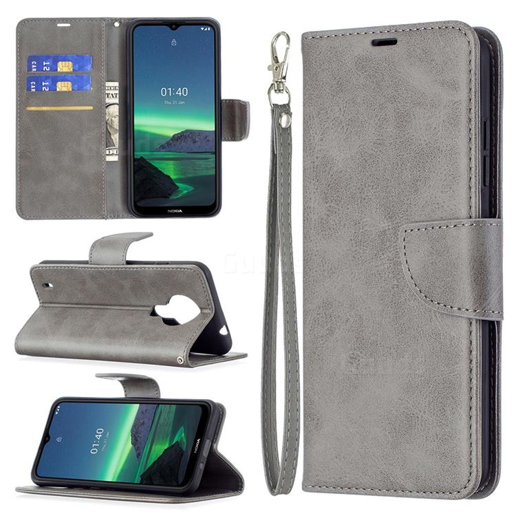 Classic Sheepskin PU Leather Phone Wallet Case for Nokia 1.4 - Gray