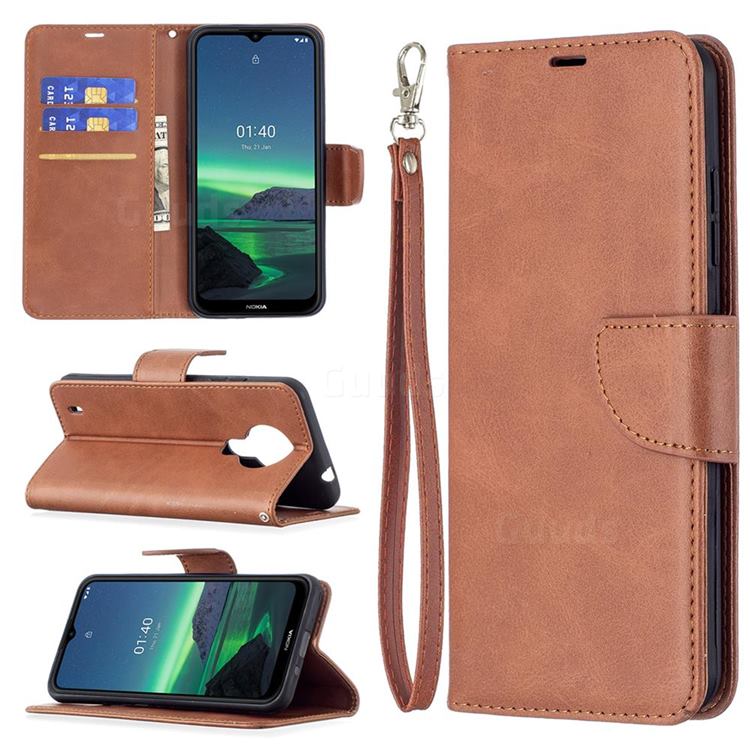 Classic Sheepskin PU Leather Phone Wallet Case for Nokia 1.4 - Brown