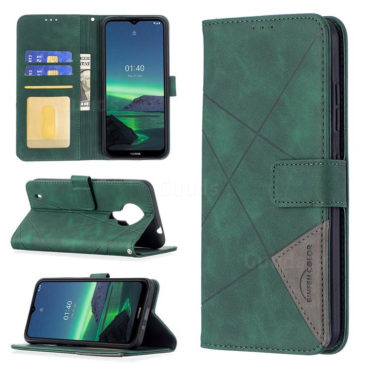 Binfen Color BF05 Prismatic Slim Wallet Flip Cover for Nokia 1.4 - Green