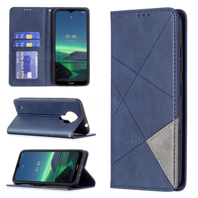 Prismatic Slim Magnetic Sucking Stitching Wallet Flip Cover for Nokia 1.4 - Blue
