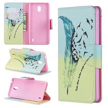 Feather Bird Leather Wallet Case for Nokia 1 Plus (2019)