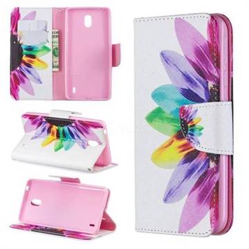 Seven-color Flowers Leather Wallet Case for Nokia 1 Plus (2019)
