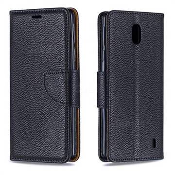 Classic Luxury Litchi Leather Phone Wallet Case for Nokia 1 Plus (2019) - Black
