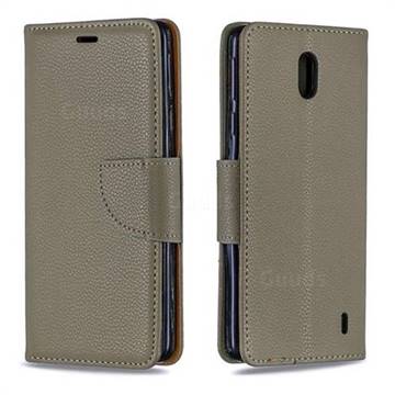 Classic Luxury Litchi Leather Phone Wallet Case for Nokia 1 Plus (2019) - Gray