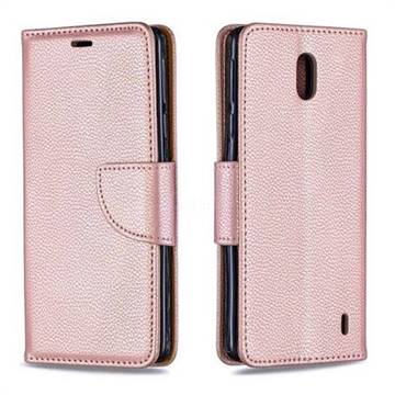 Classic Luxury Litchi Leather Phone Wallet Case for Nokia 1 Plus (2019) - Golden