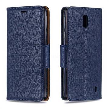 Classic Luxury Litchi Leather Phone Wallet Case for Nokia 1 Plus (2019) - Blue