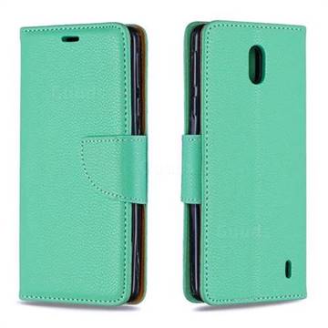 Classic Luxury Litchi Leather Phone Wallet Case for Nokia 1 Plus (2019) - Green