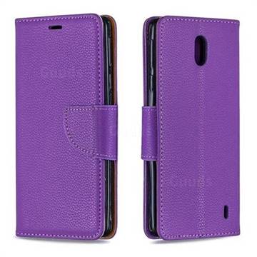 Classic Luxury Litchi Leather Phone Wallet Case for Nokia 1 Plus (2019) - Purple