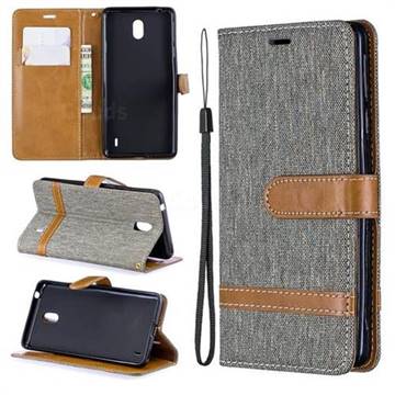 Jeans Cowboy Denim Leather Wallet Case for Nokia 1 Plus (2019) - Gray