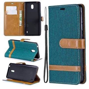 Jeans Cowboy Denim Leather Wallet Case for Nokia 1 Plus (2019) - Green
