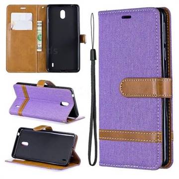 Jeans Cowboy Denim Leather Wallet Case for Nokia 1 Plus (2019) - Purple