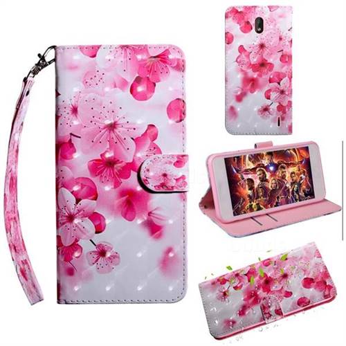 Peach Blossom 3D Painted Leather Wallet Case for Nokia 1 Plus (2019)
