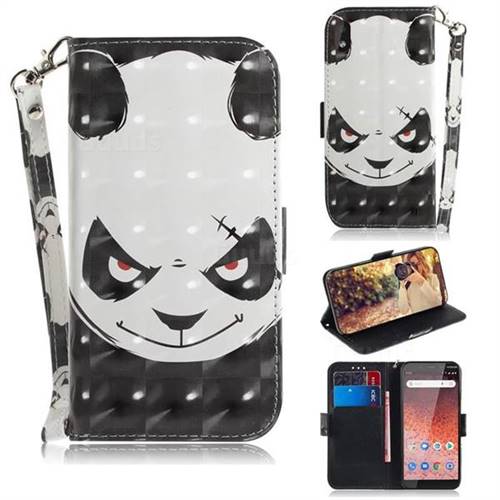 Angry Bear 3D Painted Leather Wallet Phone Case for Nokia 1 Plus (2019)