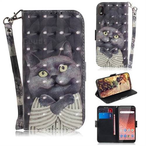 Cat Embrace 3D Painted Leather Wallet Phone Case for Nokia 1 Plus (2019)