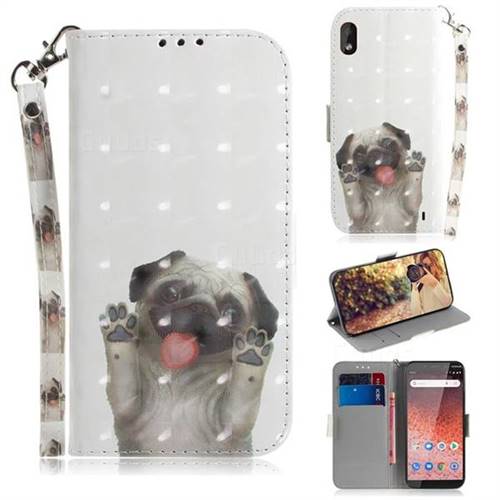 Pug Dog 3D Painted Leather Wallet Phone Case for Nokia 1 Plus (2019)