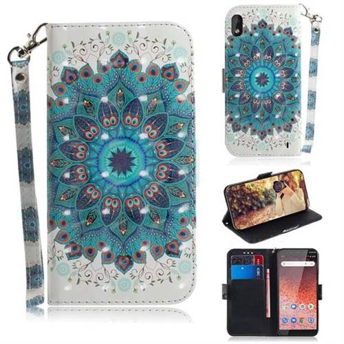 Peacock Mandala 3D Painted Leather Wallet Phone Case for Nokia 1 Plus (2019)