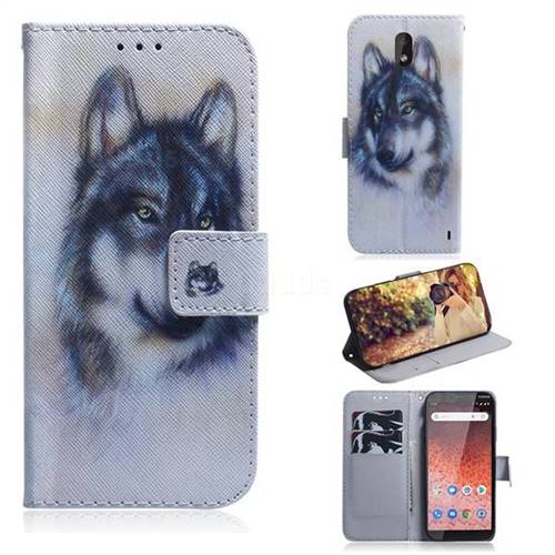 Snow Wolf PU Leather Wallet Case for Nokia 1 Plus (2019)