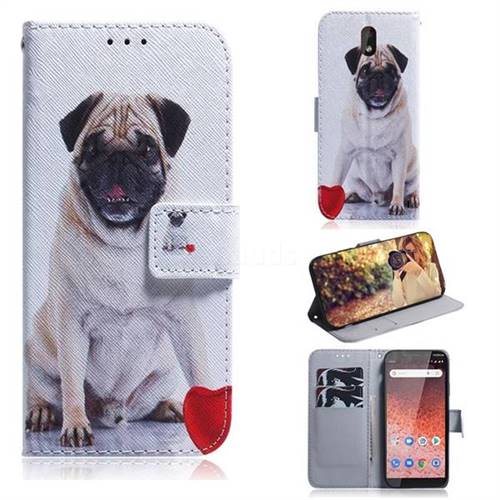 Pug Dog PU Leather Wallet Case for Nokia 1 Plus (2019)