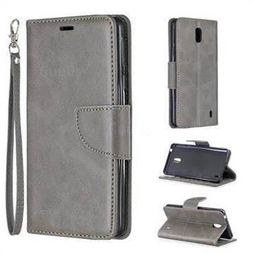 Classic Sheepskin PU Leather Phone Wallet Case for Nokia 1 Plus (2019) - Gray