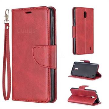 Classic Sheepskin PU Leather Phone Wallet Case for Nokia 1 Plus (2019) - Red