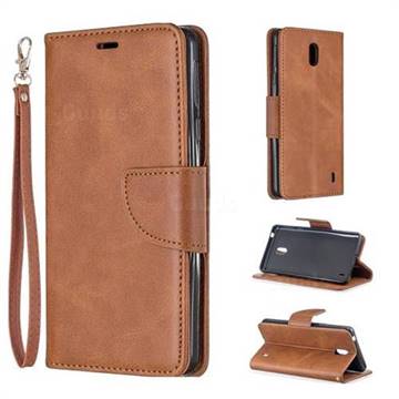 Classic Sheepskin PU Leather Phone Wallet Case for Nokia 1 Plus (2019) - Brown