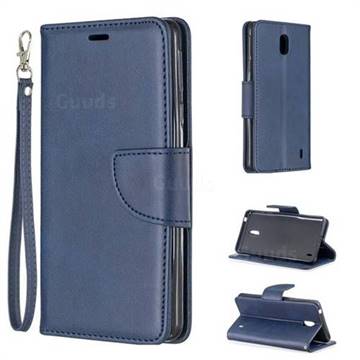 Classic Sheepskin PU Leather Phone Wallet Case for Nokia 1 Plus (2019) - Blue