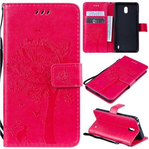Embossing Butterfly Tree Leather Wallet Case for Nokia 1 Plus (2019) - Rose