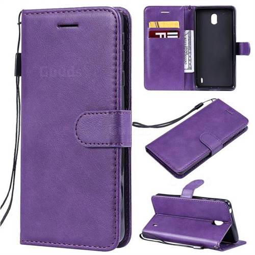 Retro Greek Classic Smooth PU Leather Wallet Phone Case for Nokia 1 Plus (2019) - Purple