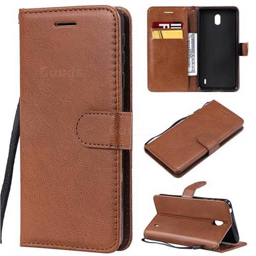 Retro Greek Classic Smooth PU Leather Wallet Phone Case for Nokia 1 Plus (2019) - Brown