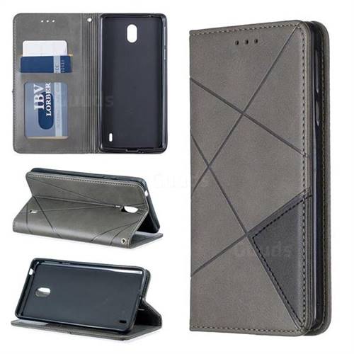 Prismatic Slim Magnetic Sucking Stitching Wallet Flip Cover for Nokia 1 Plus (2019) - Gray