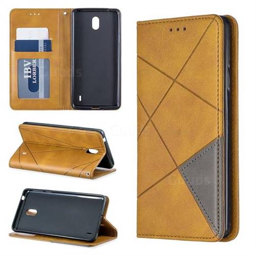 Prismatic Slim Magnetic Sucking Stitching Wallet Flip Cover for Nokia 1 Plus (2019) - Yellow