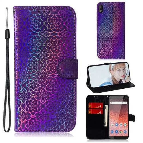Laser Circle Shining Leather Wallet Phone Case for Nokia 1 Plus (2019) - Purple