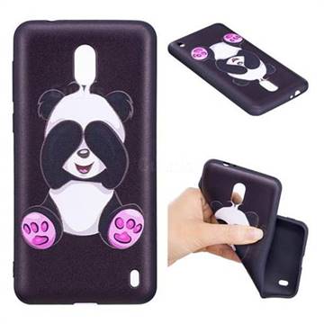 Lovely Panda 3D Embossed Relief Black Soft Back Cover for Nokia 2